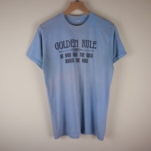 Vintage 70s Golden Rule He Who Has The Gold Makes The Rule Shirt Large 18.5x27.5